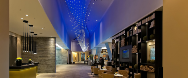 A hospitality environment with an enhanced atmosphere of lighting